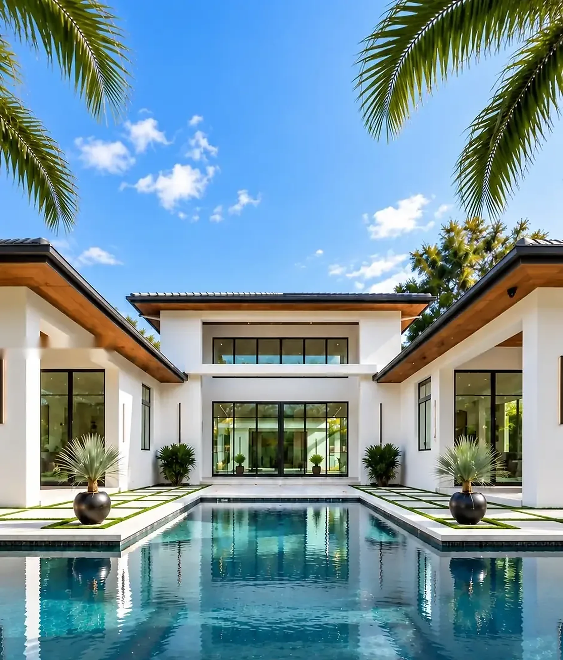 7725 SW 114th Street, Pinecrest: courtyard pool and residence