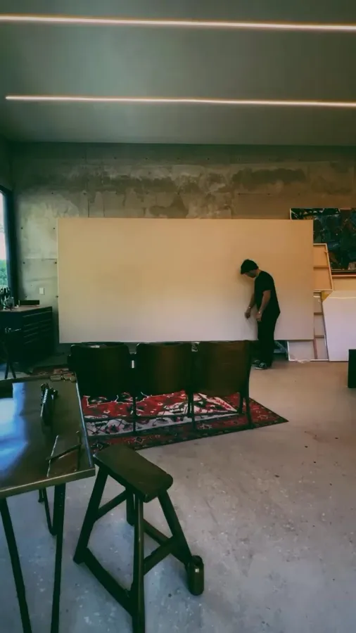 A 14 by 7 foot canvas, ready to install